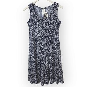 MSK Sleeveless Navy and White Floral Shift Dress size MP